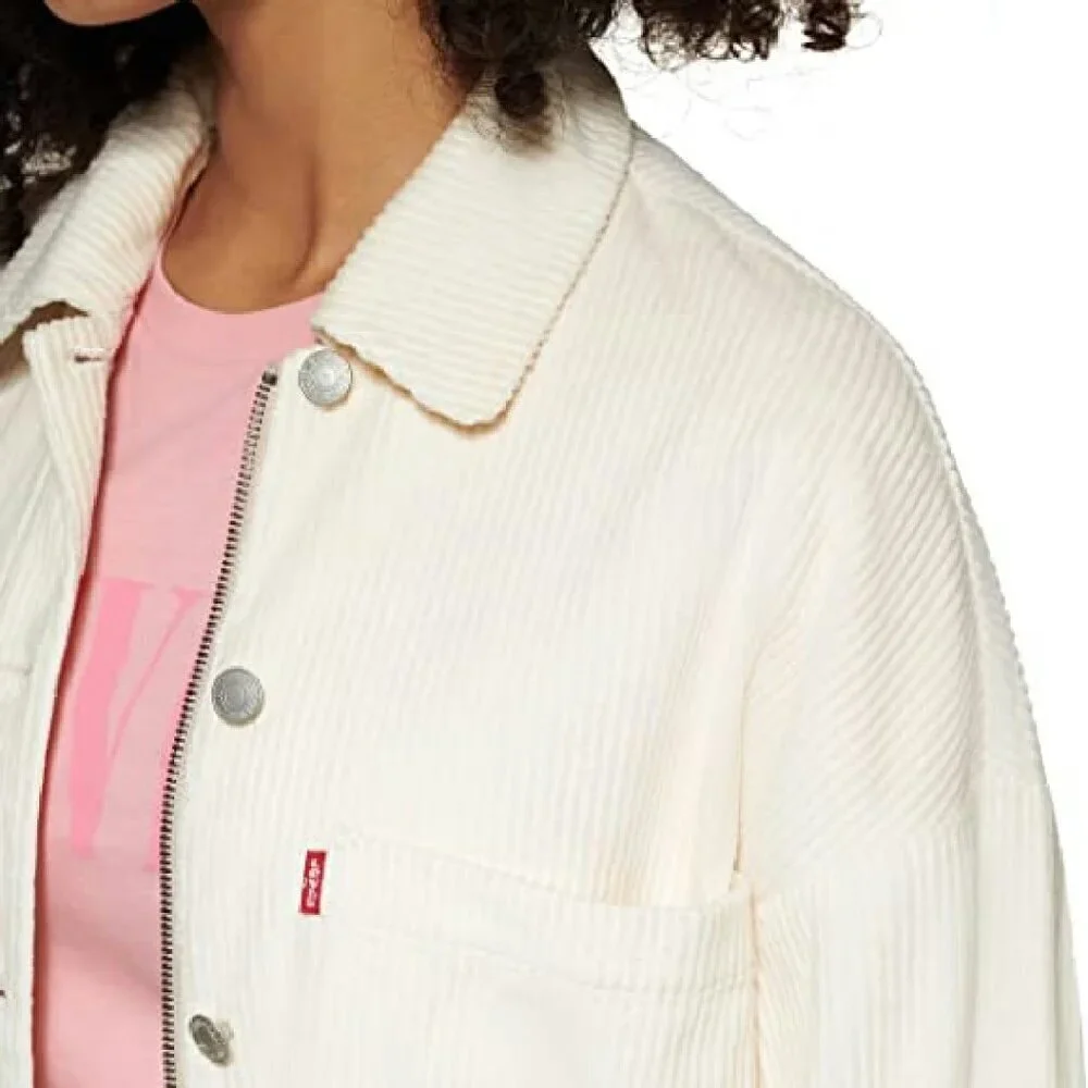 Relaxed Fit Corduroy Shirt Jacket with Pockets, Size M